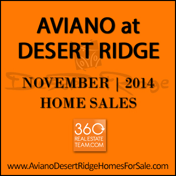 There were five November 2014 Aviano Desert Ridge homes sold with an average listing time of 99 days on market.