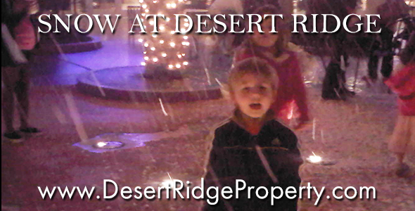 Snow at Desert Ridge Marketplace in North Phoenix 2012 There will be snow at the Desert Ridge Marketplace in North Phoenix during November and December of 2012.