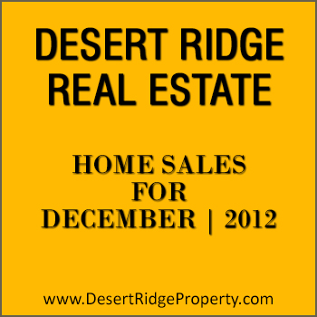 There were 41 Desert Ridge home sales for the month of December 2012.