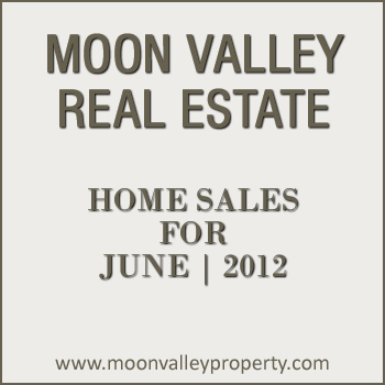 June 2012 Moon Valley Residential Real Estate Sales View the June 2012 Moon Valley residential real estate sales numbers.