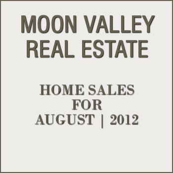 August 2012 Home Sales for Moon Valley View Moon Valley residential property sales for the month of August 2012.