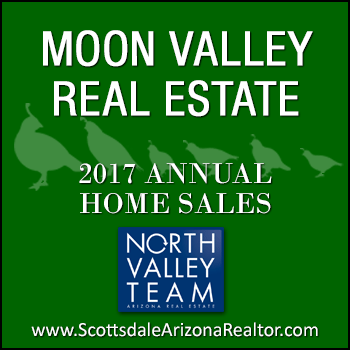 There were 522 sold Moon Valley homes in 2017 which was equated to 43 more sold Moon Valley homes than last year. Active property for sale listing inventory is remains low and is still trending lower. Average sales price for sold Moon Valley homes in 2017 increased by 6.6% over sold Moon Valley homes in 2016. Average days on market decreased by 7 days.