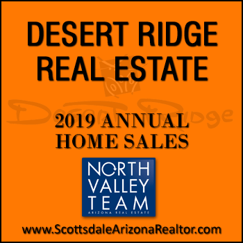 Of the 488 2019 sold Desert Ridge home, approximately two-thirds were single family detached Desert Ridge homes and the remaining one-third were Desert Ridge condominiums and Desert Ridge townhomes. Active Desert Ridge homes for sale listing inventory still remains low for the 9th consecutive year.