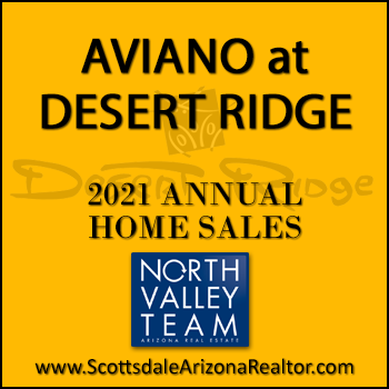 There were 131 sold Aviano Desert Ridge homes during 2021, 4 fewer sold properties this year than the Aviano Desert Ridge homes sold during 2020. Of the total homes sold in Aviano during 2021, approximately half were Desert Ridge condominium townhomes in Villages at Aviano with the remaining sold properties being detached Aviano Desert Ridge homes in other Aviano villages.